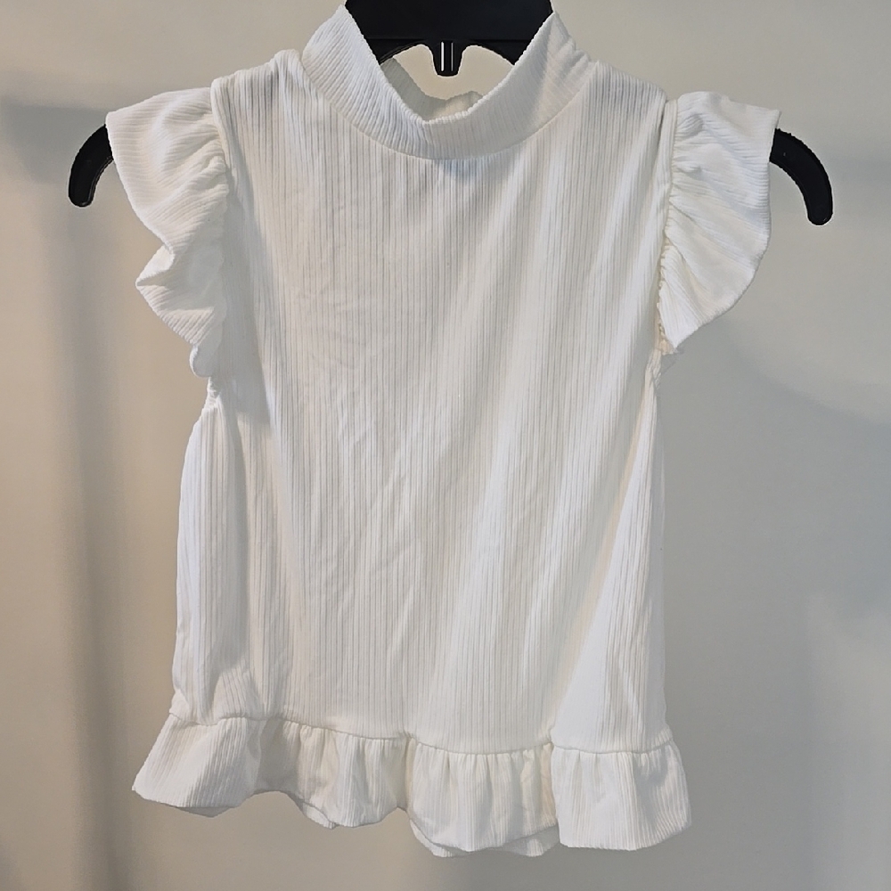 Off White Ruffled Sleeveless Top